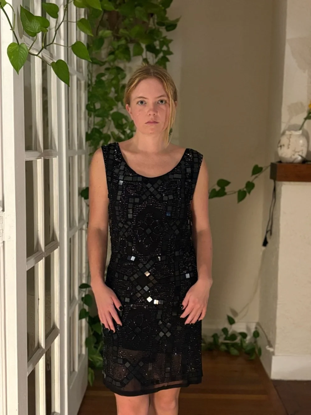 Free People Black Beaded Open-Back Midi Dress - Picture 2 of 4